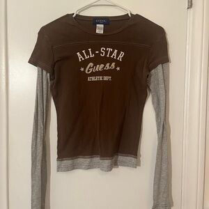Guess Brown Layered Long Sleeve Top